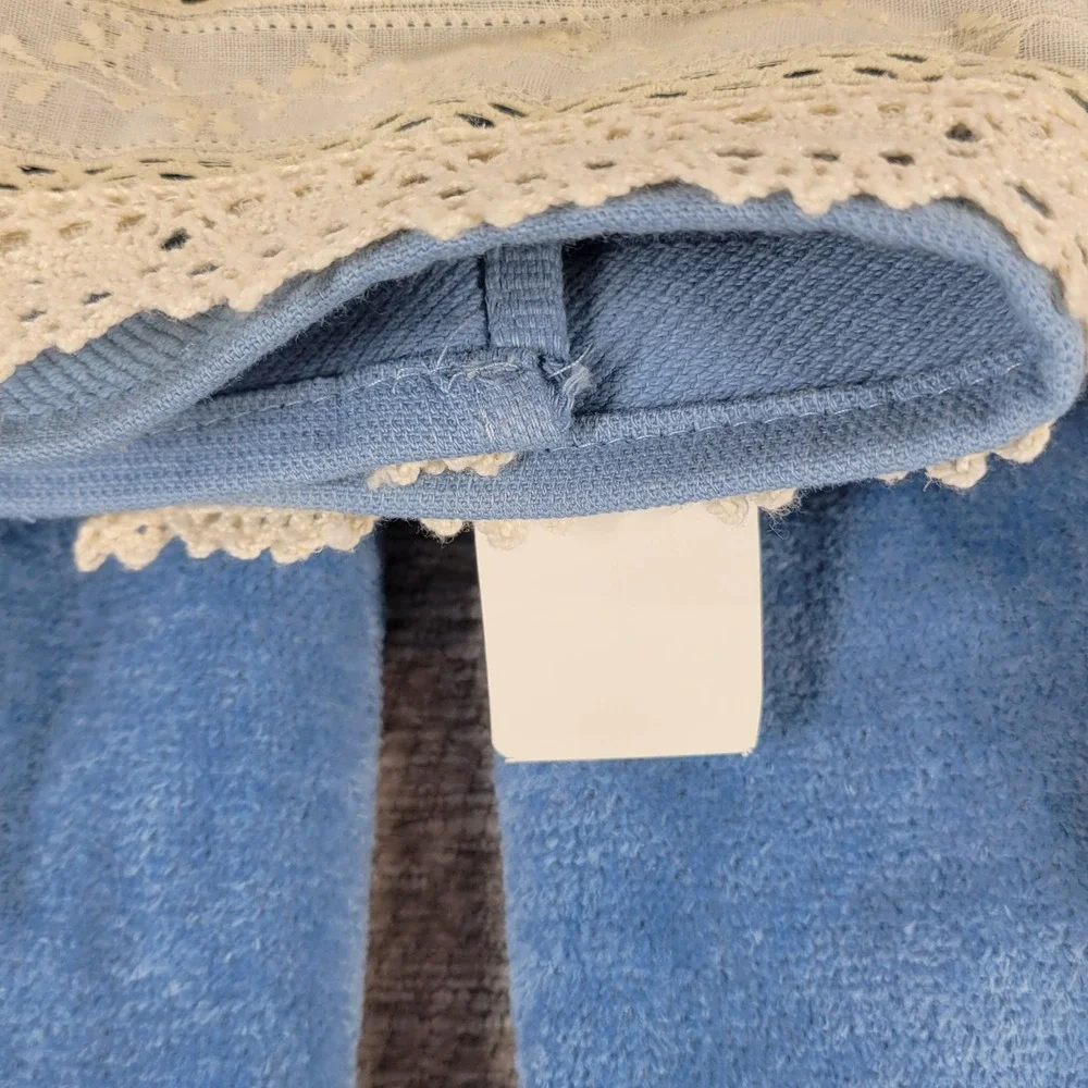 Caldwell Tara Towel Set 5 Pc Blue Crochet Lace Trim Eyelet Cottagecore NWT